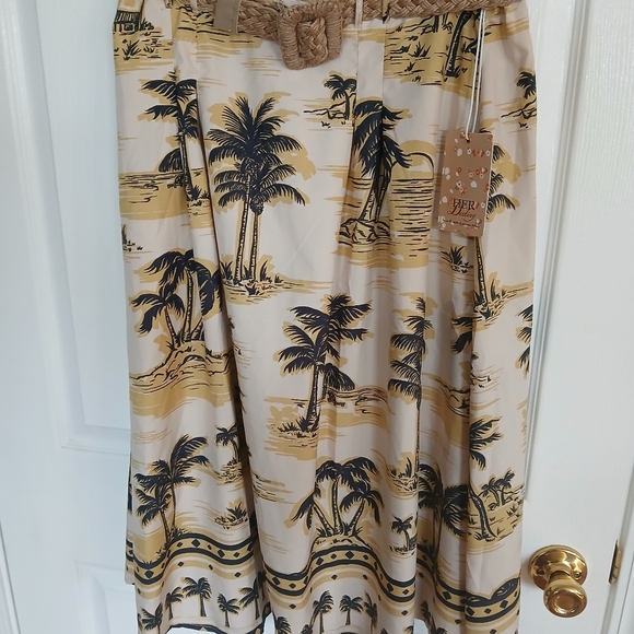 Her Destiny tropical beach belted skirt size L NWT coastal grandma resort cruise - Picture 2 of 8